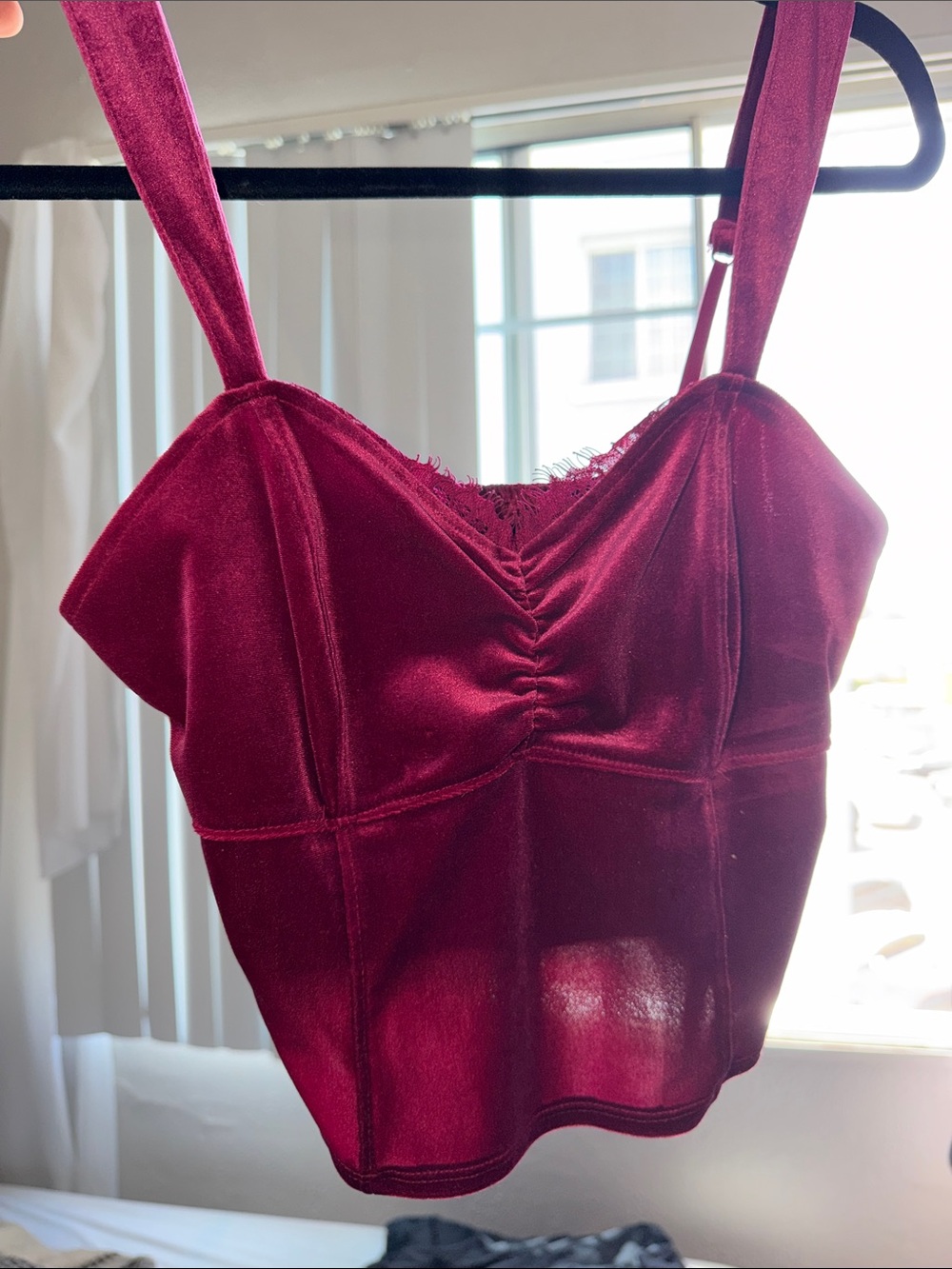 Abercrombie & Fitch Fuchsia Velvet Top